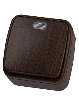 Выключатель 1-кл. открытой установки с подсветкой IP20 10А, венге "Дача" Народная