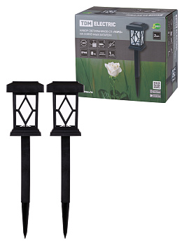 Набор светильников  СП "Торо" на солнечных батареях, пластик, 10х44  cм, 2 шт, TDM