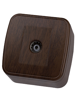 Розетка TВ простая (0-2400 Гц, "мама") открытой установки, IP20 венге "Дача" Народная