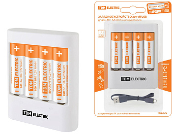 Зарядное устройство 3044Н (300 mA 4 слота АА/ААА 2 кан.+4xAA2500 USB) TDM