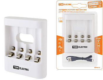 Зарядное устройство 3044 (300 mA 4 слота АА/ААА 2 кан.USB) TDM