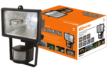 Прожектор ИО150Д (детектор) галоген.черный IP54  TDM
