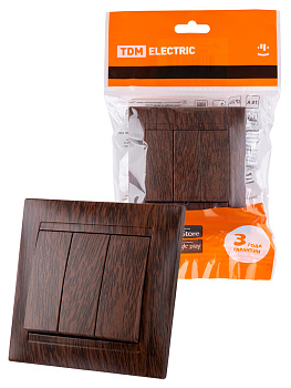 Выключатель 3-х кл. 10А венге "Лама" TDM