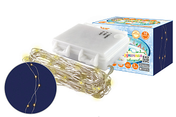 Гирлянда светодиодная "Роса100" 100LED, 10м, 3000К, 3хАА, наружное использование, IP65, TDM