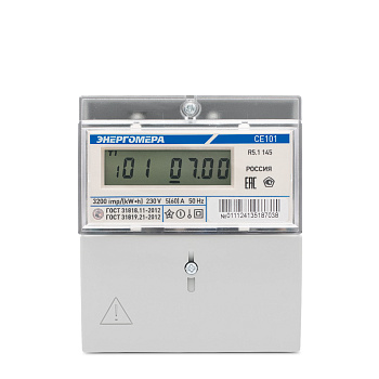 Энергомера CE101 R5.1 145 230В 5-60A ЖКИ однофазный, однотарифный 